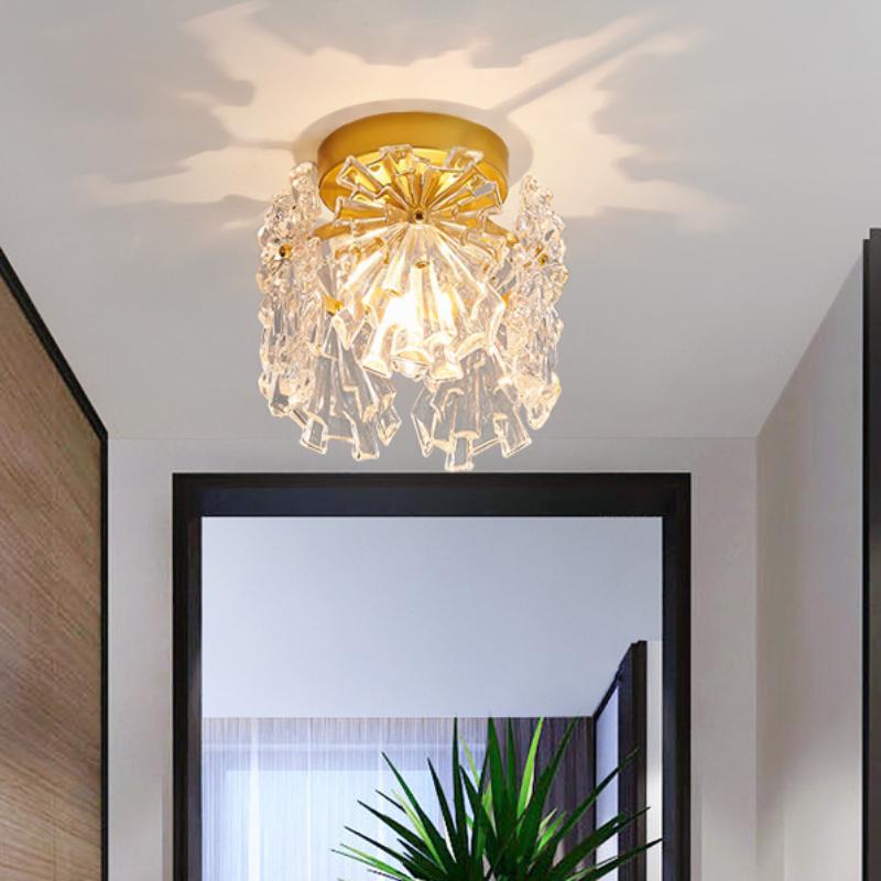 Snowflake Shape Glass Ceiling Lamp Nordic Living Room Bedroom Corridor Light Copper Home Decor Modern Luxury LED Ceiling Lights