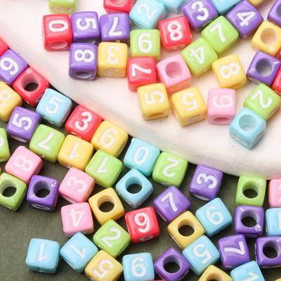 80Pcs 5.5mm Colorful Fashion Cubic Acrylic Square Loose Number Beads for Jewelry Making DIY Bracelet Necklace Handwork Keychain Jewelry Accessory