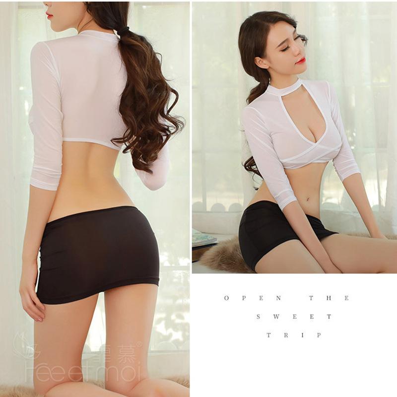 Sexy underwear uniform sexy tight body perspective hip skirt female secretary sexy uniform suit