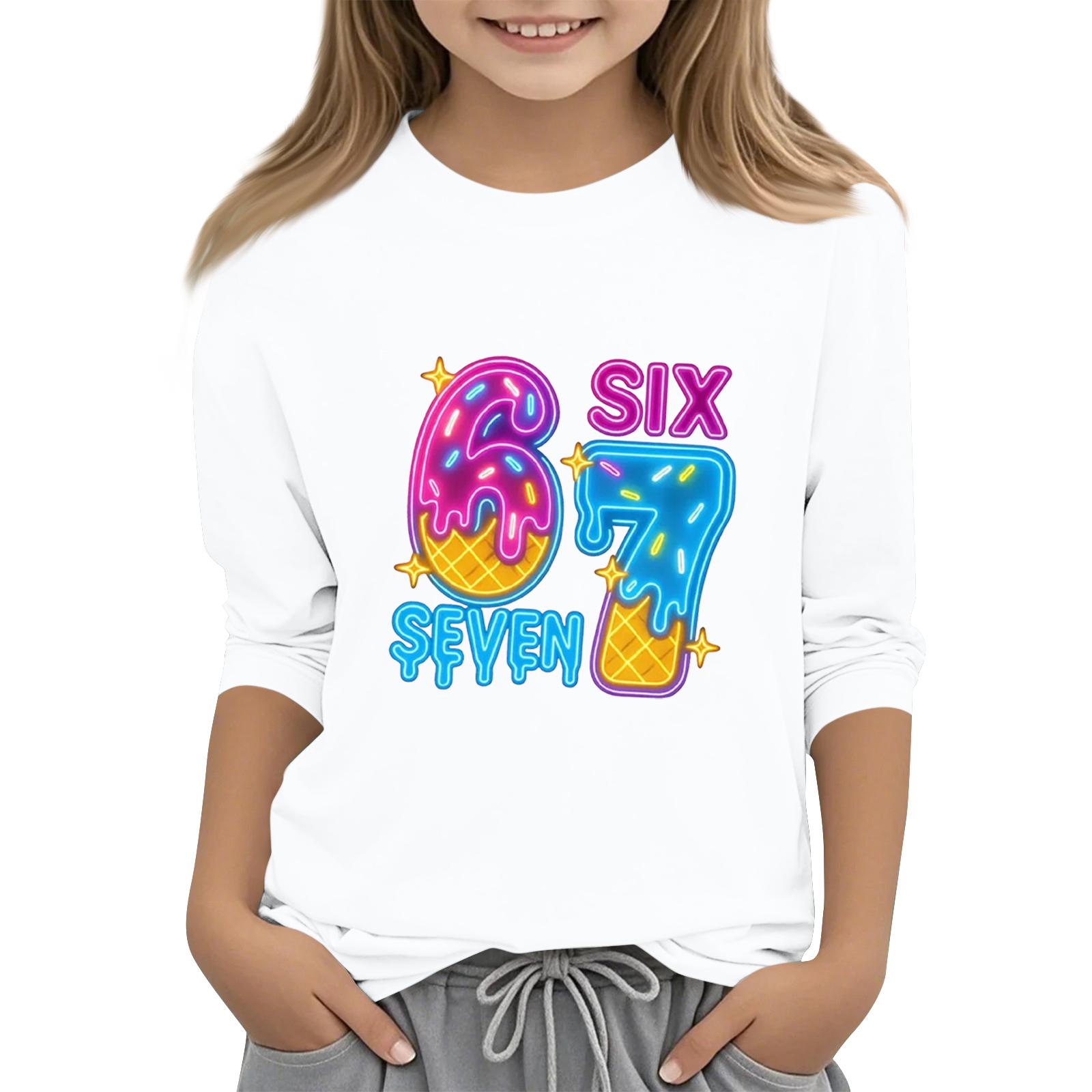 

Children s Fashion Three-Quarter Sleeve Round Neck Printed Casual T-Shirt Top 160 белый