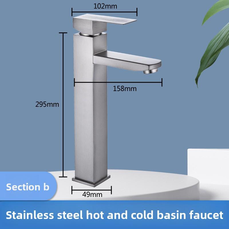 Gray Stainless Steel Faucet Washbasin Household Hot and Cold Water Bathroom Countertop Basin