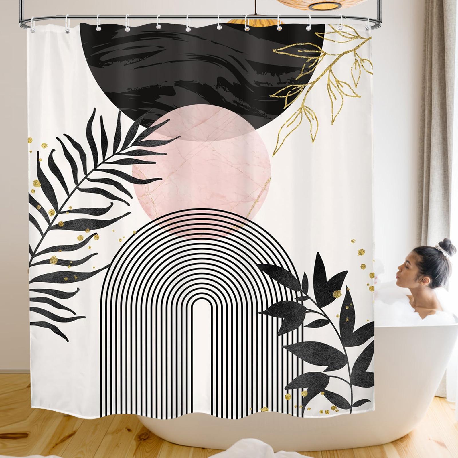 

Bright Color Sun Arch Shower Curtain Bohemia Shower Curtain With 12 Hanging Rings for Home Apartment Dormitory Hotel 180x180CM темно-сірий