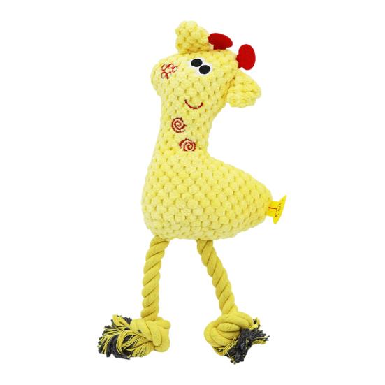 Plush Deer Dog Toy Squeaky Stuffed Animal Dog Chew Toy Interactive Rope жёлтый