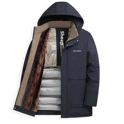 Men's Plush Thickened Winter Cotton Jacket - Business Casual, Warm, Middle-Aged Dad Coat
