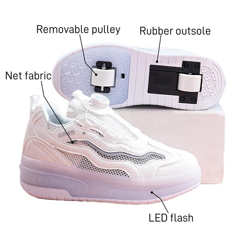 Charging LED Light up Roller Skates Walk Shoes with Wheels Rotation Button for Children And Adults Single Row Insole Game