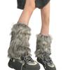 Women Harajuku Fuzzy Plush Leg Warmers Japanese JK Winter Warm Thickened Furry Boots Cover Vintage Leg Sleeve Long Socks