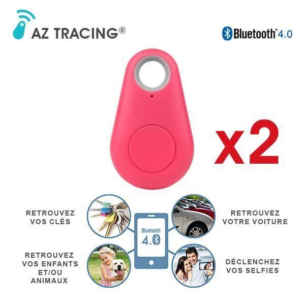 Connected Keyring Tracker - AZ TRACING® - Pack of 2 - Pink Color - Remote Photo Trigger - Anti-loss ružová