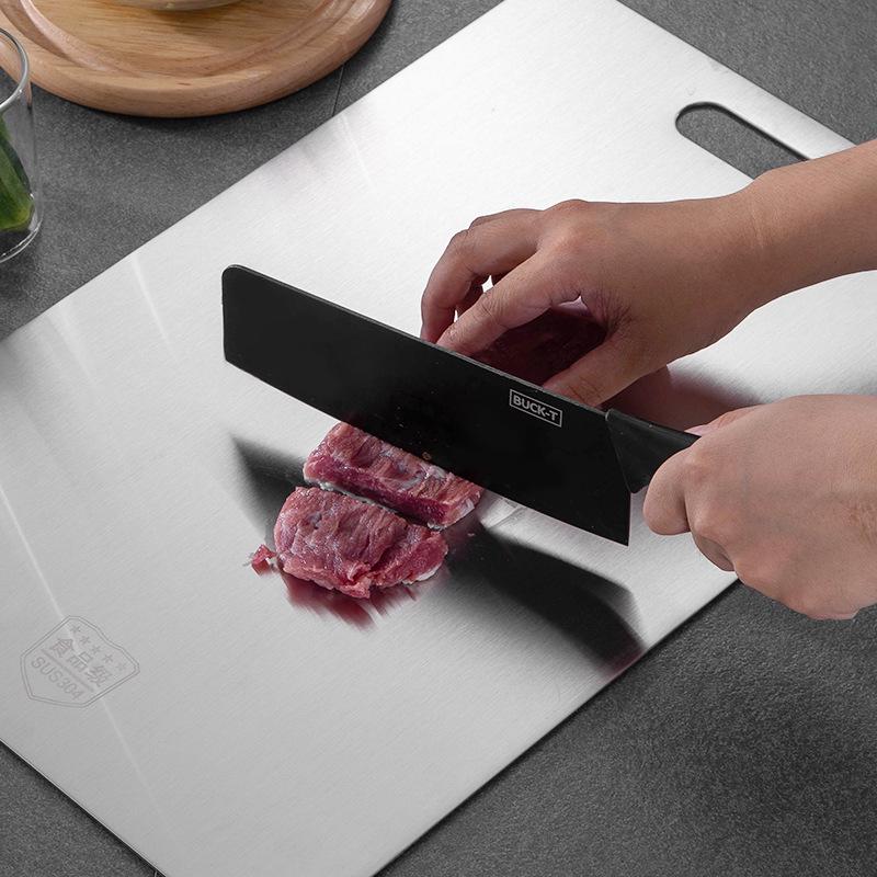 Antibacterial Stainless Steel Double-Sided Cutting Board for Chopping, Rolling Dough, Pastry, and Fruit