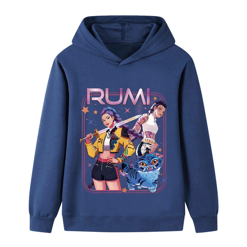 B1249 Kids Boys Girls Kpop Rumi Zoey Mira Print Long Sleeves Hoodie