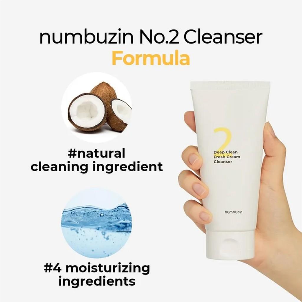 NUMBUZIN No.2 Tone Up Good Bye Rødhet Dermakrem SPF50+PA++++ /Serum: Protein Creamy Serum/Deep Clean Fresh Cream Cleanser