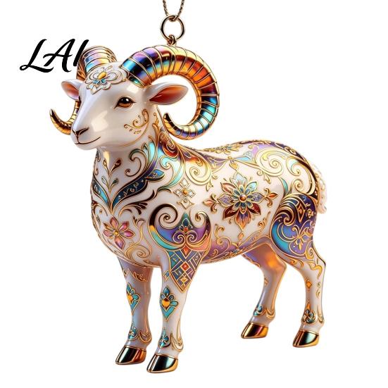 Acrylic Ornament for Restaurant 2PCS Christmas Goat Hanging Ornaments Decorative 2D Tree Birthday Party Decor Pendants Lightweight Festive Ornaments
