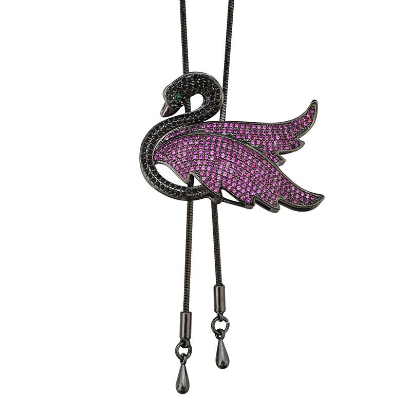 2023 Autumn And Winter Sweater Chain Swan Pendant Can Be Pulled Long Versatile Temperament Necklace Female Corsage Female