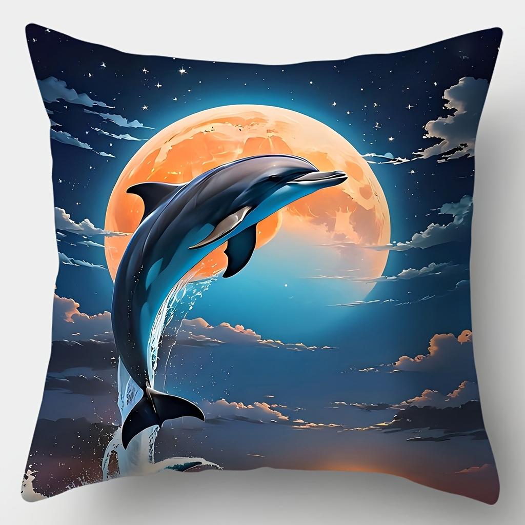 Sea Animal Dolphin Decorative PillowcaseSuitable for Sofa Car Bedroom Decorative Cushion Cover Pillow Cover