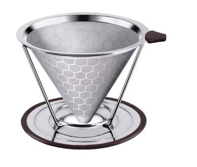 304 Stainless Steel Double-Layer Coffee Filter with Stand - Paperless Drip Brewer