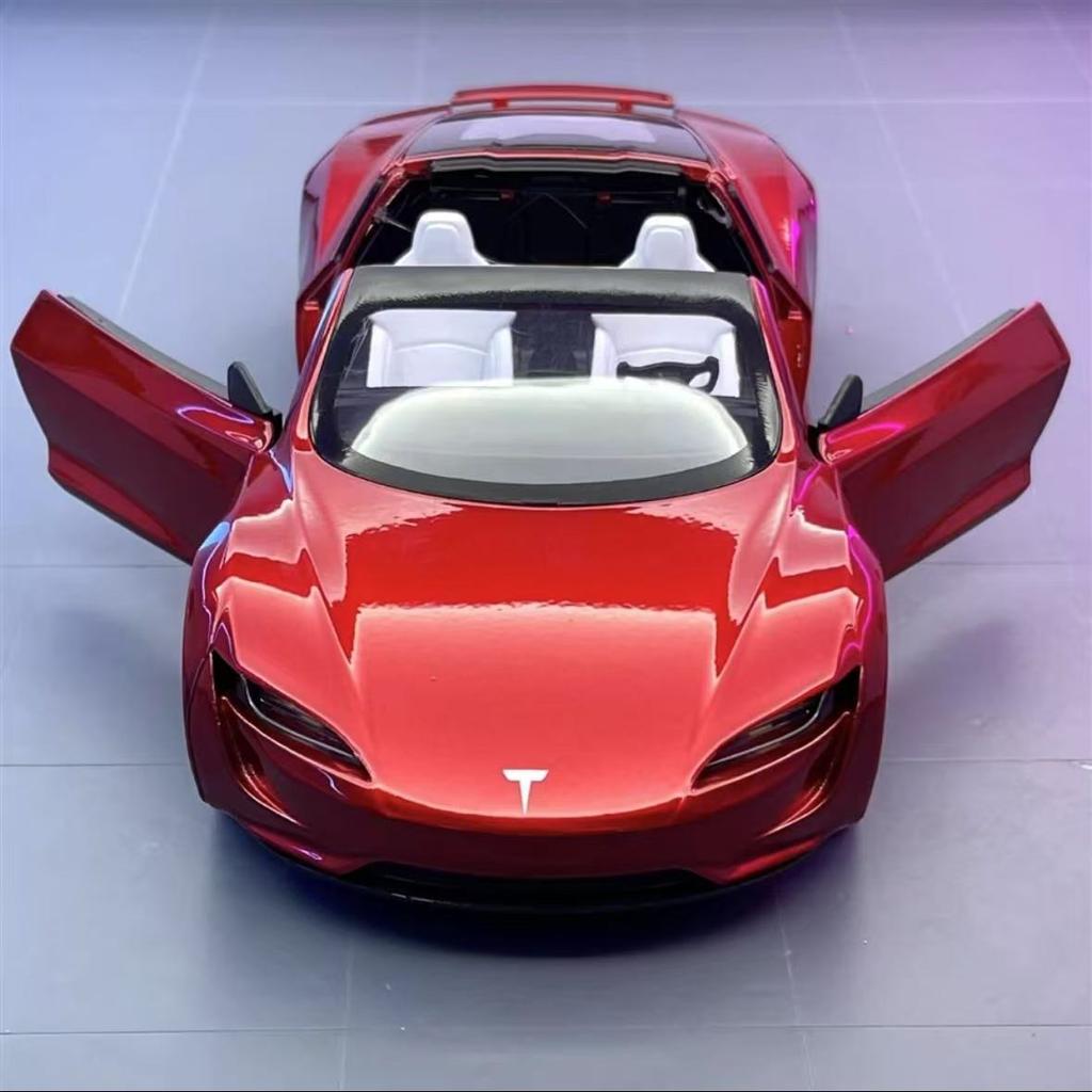 1:24 Tesla Roadster Super Car Alloy Car Model Wheel Steering Sound Light Collectibles Toy Birthday Gift C147