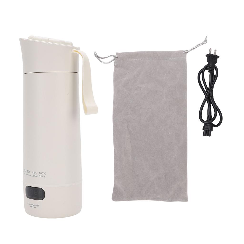 Travel Electric Kettle Double Layer Anti Scald 300W Display Screen 304 Stainless Steel 400ml Portable Water Heater for Camping