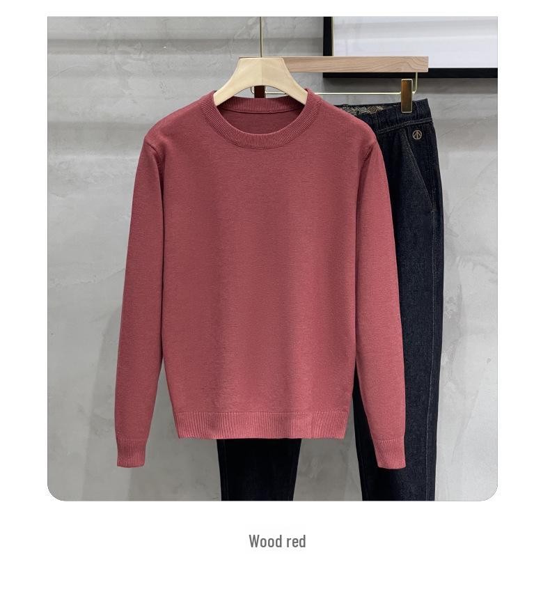 Męski sweter dzianinowy z okrągłym dekoltem w jednolitym kolorze - Casualowy trend Jesień/Zima 2024