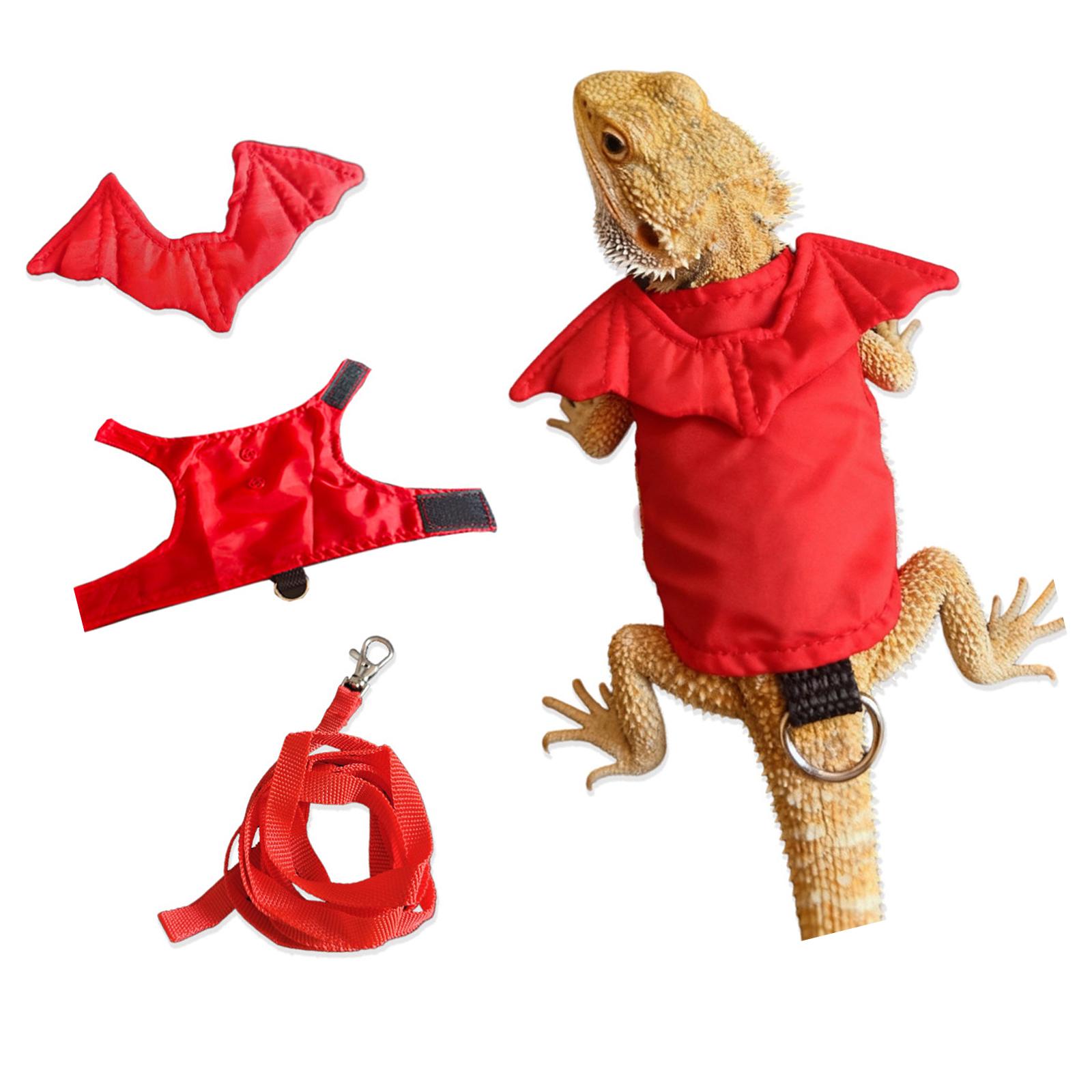 Reptiles Leashes Harnesses Dragon Vest Soft Padding Hook & Rings Closures for Geckos Hamsters Tortoises красный