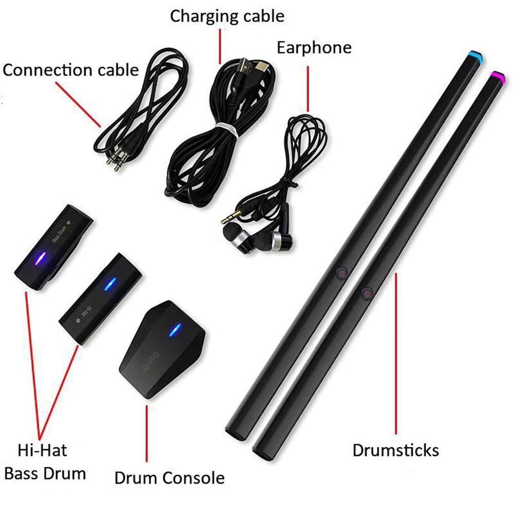 Somatosensory Virtual Drum Kit Electronic Air Drumsticks Musical Instrument Smart Wireless Portable Virtual Drum Stick Kit Mix