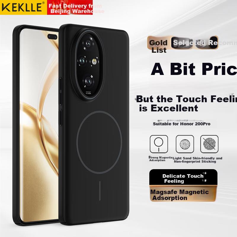 KEKLLE Magnetisches kabelloses Ladecase für Honor 200 Pro, Mattes stoßfestes Schutzcover für Honor 200 Pro, Mitternachtsschwarz