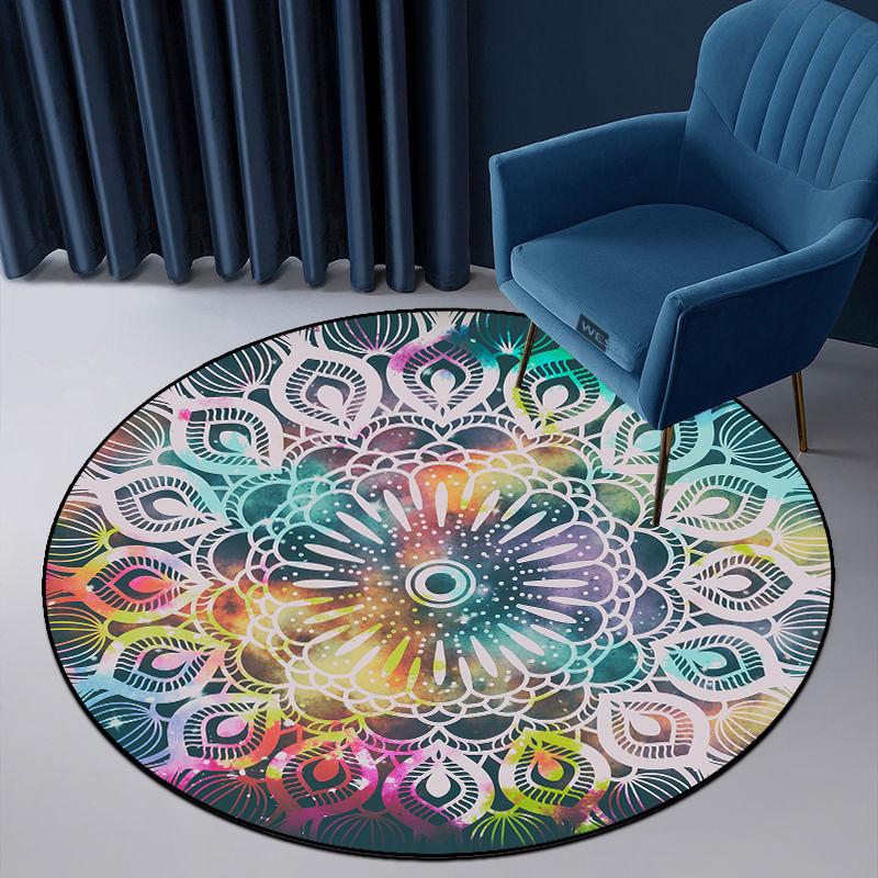 Etnické koberce Kulatý koberec Bohemian Mandala Koberec Dětský koberec Do dívčího pokoje Velká podlahová podložka pro kulatý konferenční stolek Obývací pokoj