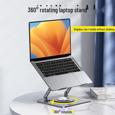 "Supporto per laptop girevole a 360° regolabile con dissipazione del calore e ripiano portaoggetti"