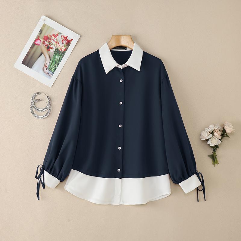 

ZANZEA Женская повседневная блузка с отложным воротником и длинным рукавом в стиле пэчворк 4XL