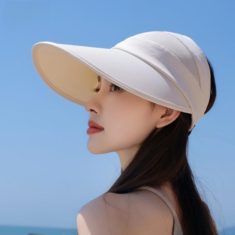 Summer Lightweight Wide Brim Sun Hat Polyester Fabric Women Sunshade Defense Uv