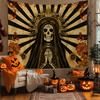 Premium Halloween Neon Forest Black Light Tapestry Glowing Pumpkin Wall Tapestry for Bedroom Living Room Home Wall Decor