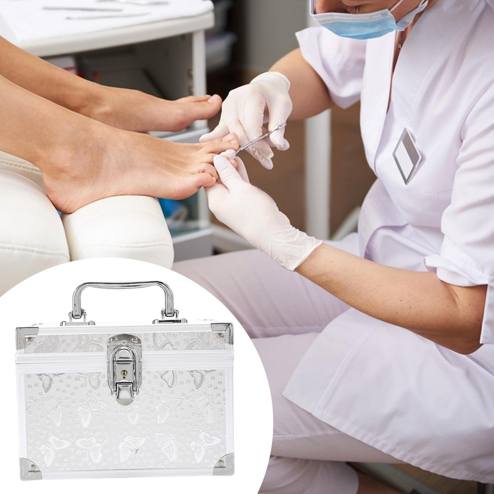 

Extra Large Makeup Carrying Case Compartment Multifunction Security Pedicure Tool Box for Women Nail срібний