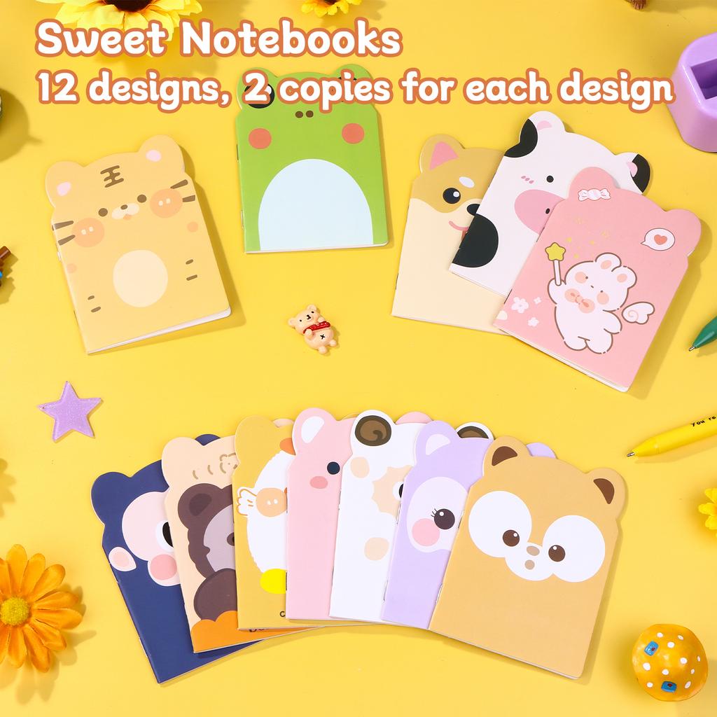 Vergissmeinnicht 24 Packs Mini Notebooks For Kids Mini Notebook Party Favors Animal Small Cute Pocketbook Bulk Cartoon Cat Dog R