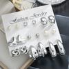 18pcs Minimalist Irregular Twist Heart  Earrings Set for Women Fashion Boho Zircon Studs Dating Vacation Daily Jewelry Gift