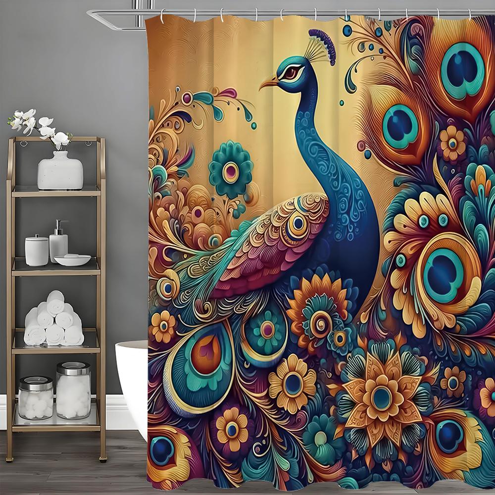 

Шторка для душа «Цветок павлина», Декоративная шторка для ванной, Водонепроницаемая шторка для душа с крючками 90*180cm