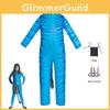 Stunning Blue Halloween Costume Jumpsuit For Kids With Headwear And Bag