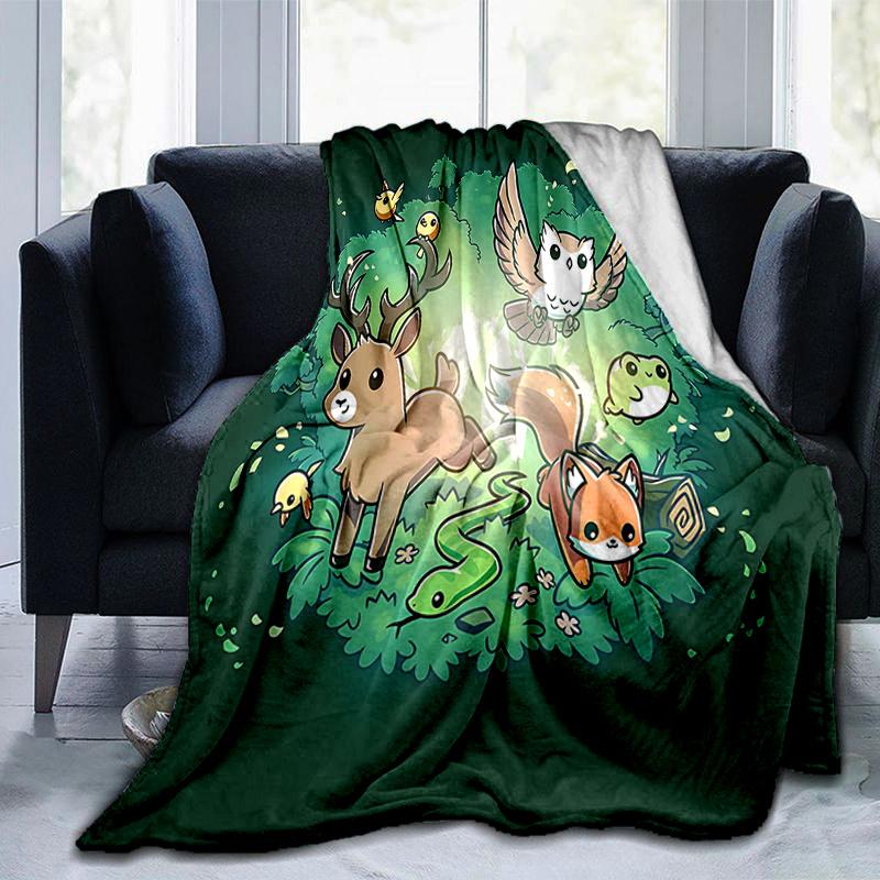 1pc Cute Little Animals Blanket, Home Decorative for All Seasons, Living Room, Travel, Camping, Car Blankets