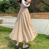 Frühlings-/Sommer Doppel-Lagen Leinen Baumwolle Midi Rock für Damen - Hochtaillierter Böhmischer Vintage Voll Ausgestellter Langer Rock