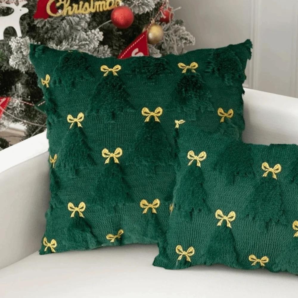 New Christmas Day Pillowcase Xmas Tree with Light Short Cushion Slipcover Reindeer Pillow Case Holiday Supplies