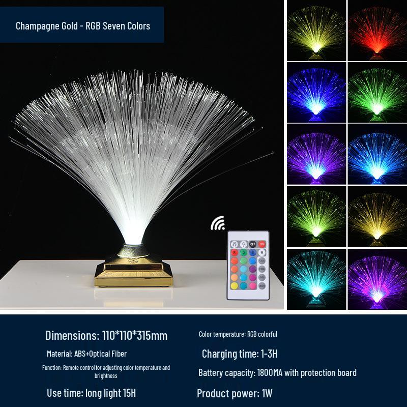 Seven-Color Fiber Optic LED Starry Touch Lamp for Creative Atmosphere and Photography. 2W