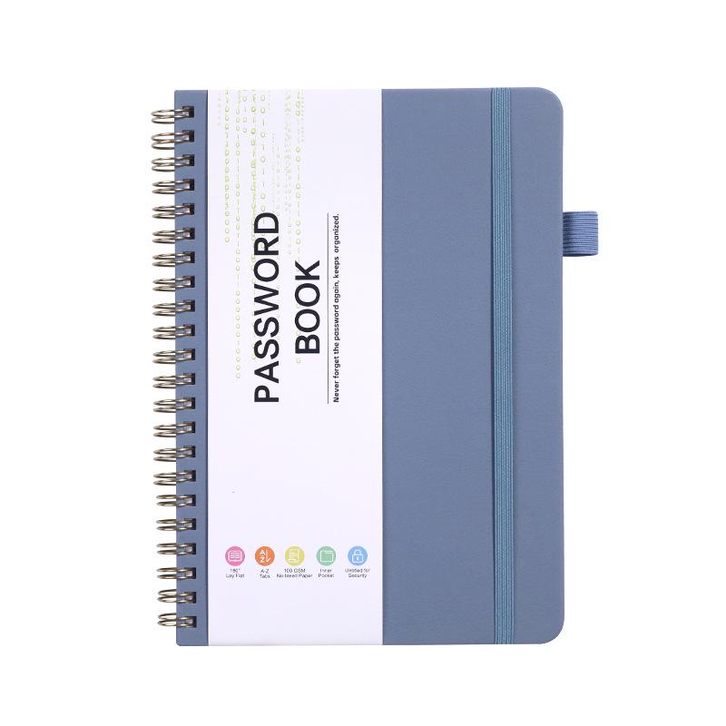 Password Record Notebook with Letter Labels, Faux Leather Index Pages, Pen Holder, and Binding Strap