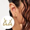 Gold Color Cross-shaped Stud Earrings Stainless Steel Zinc Zinc Alloy Hollow  Earrings  Women