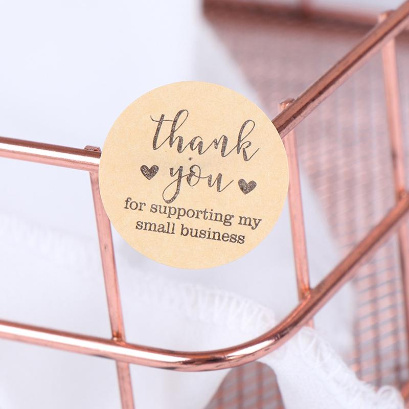 500Pcs/Roll Handmade Thank You Stickers Paper Label  Round Stationery Decor