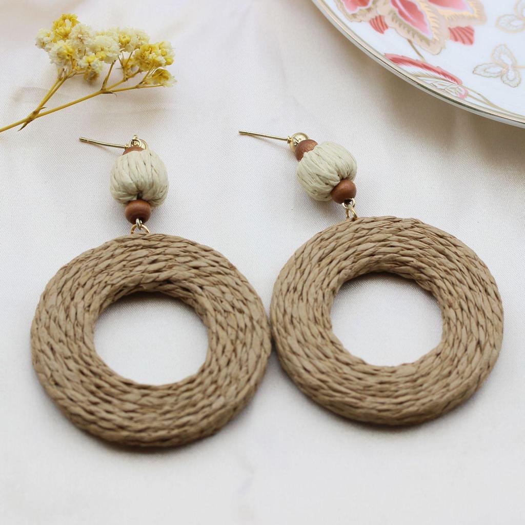 Bohemian Handmade Rattan Earrings - Retro Vacation Style