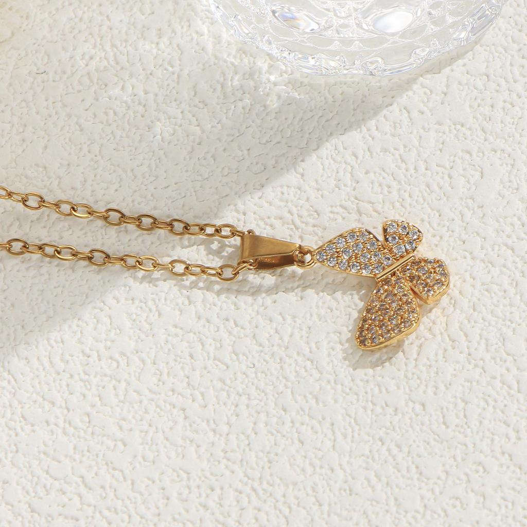 Elegant Butterfly Pendant Necklace with Zirconia - Versatile Everyday Accessory