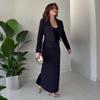Europe, America, Amazon cross-border women's clothing new solid color long-sleeved coat tube top backless split dress set