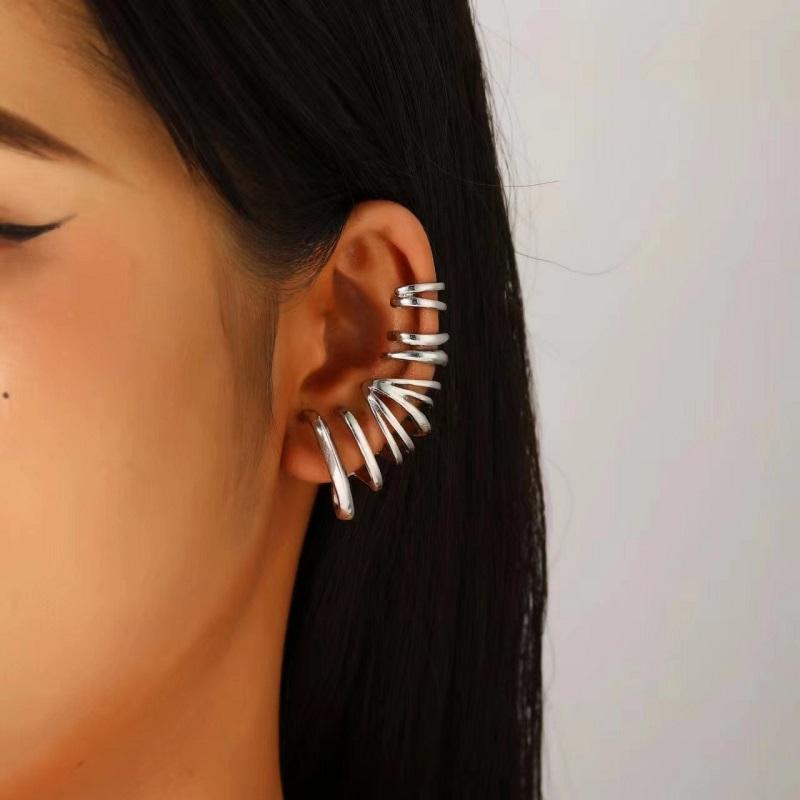 

1Pcs Punk Darts Shape Chain Tassel Clip Earrings for Men Women Gothic Non Piercing Cartilage Ear Cuff Y2K Zircon Gifts медный