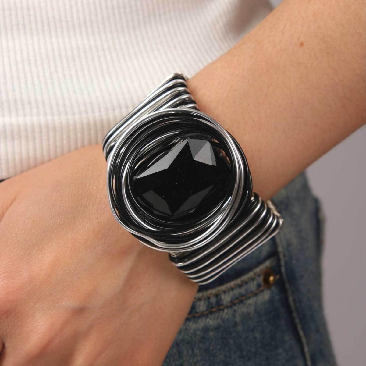 

Модный Широкий Открытый Браслет Манжета Панк Преувеличенный Искусственные Камни Геометрические Браслеты Мужские Женские Готические Украшения на Руку Подарки