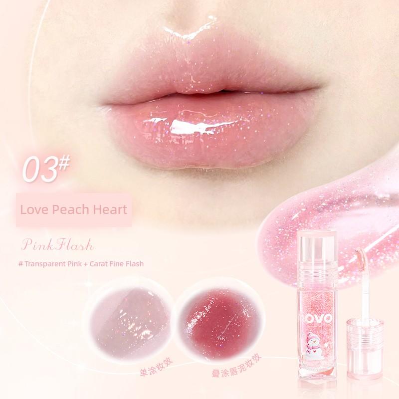 Novo Transparent Water Light Lip Gloss Full Lips Lip Essence Honey Lip Gloss Moisturizing Lip Gloss Moist Lipstick Water Light Genuine Goods