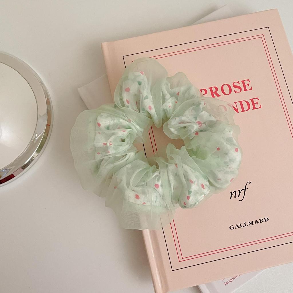 Sweet Korean Style Floral Mesh Hair Tie with Large Intestine Design - School Style Rubber Band E18