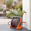 Portable Garden Hose Reel, 20+2 m Wall Mounted Hose Reel with 2 Patterns Spray Nozzle and Crank Handle, Orange