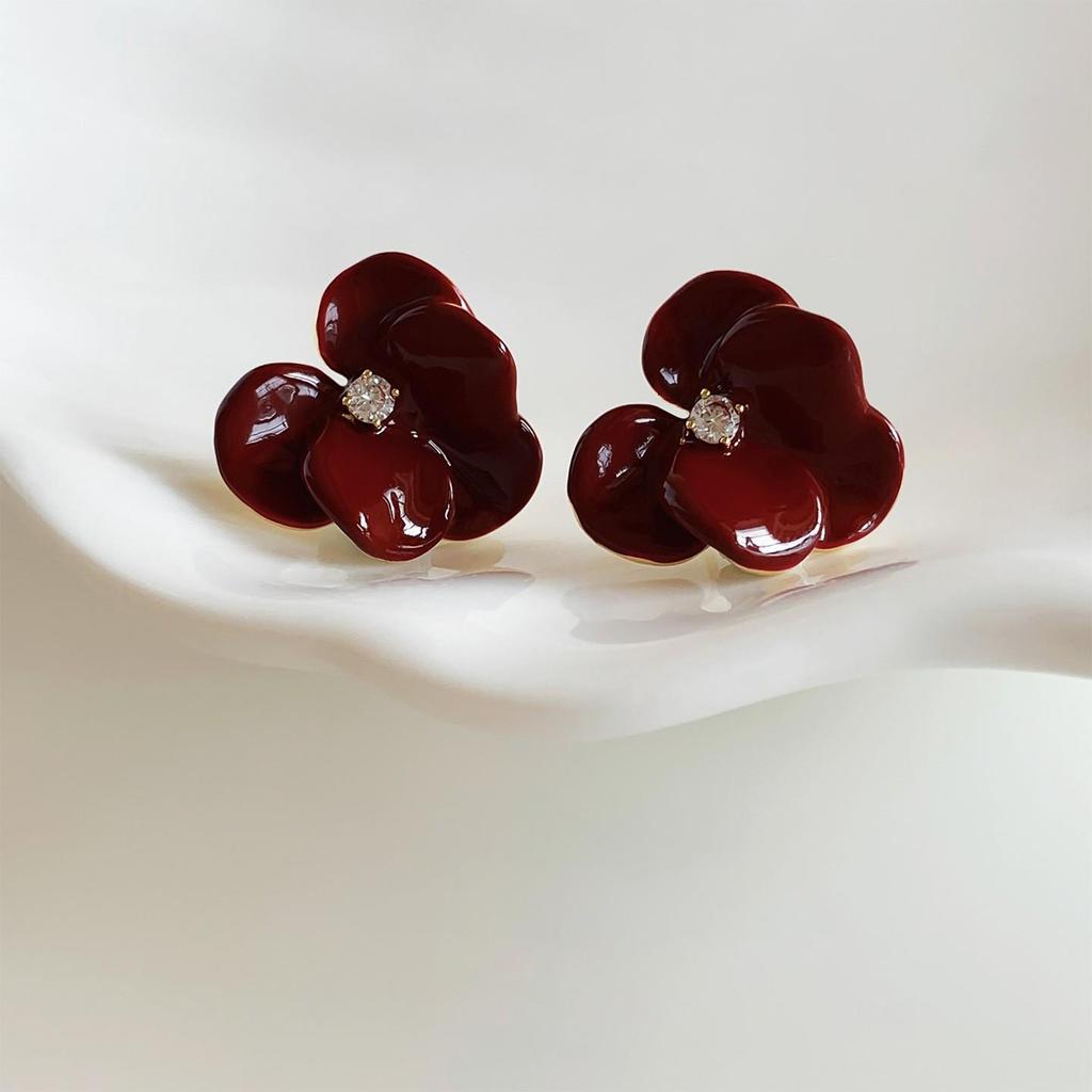 Silberne Nadel Tropfenöl Rote Perlen Ohrstecker - Eleganter & Vielseitiger Schmuck für Damen